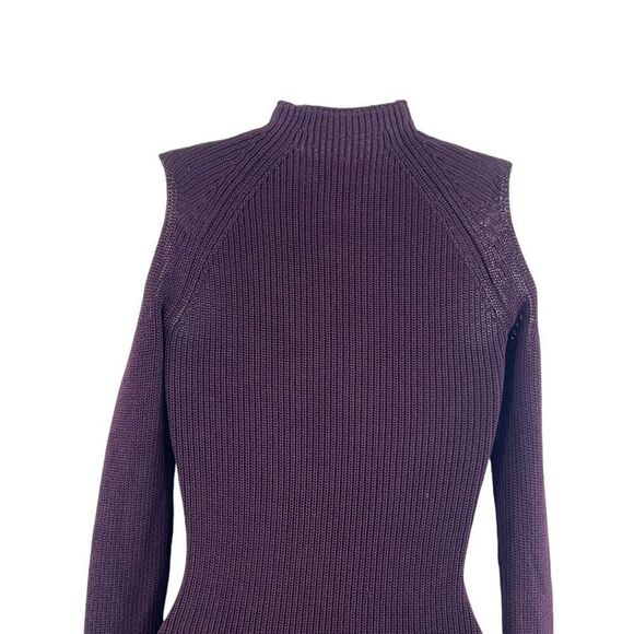 Aritzia Wilfred Bonnard Stretch Knit Cold Shoulder Sweater Noble Plum Size XS - Picture 3 of 13